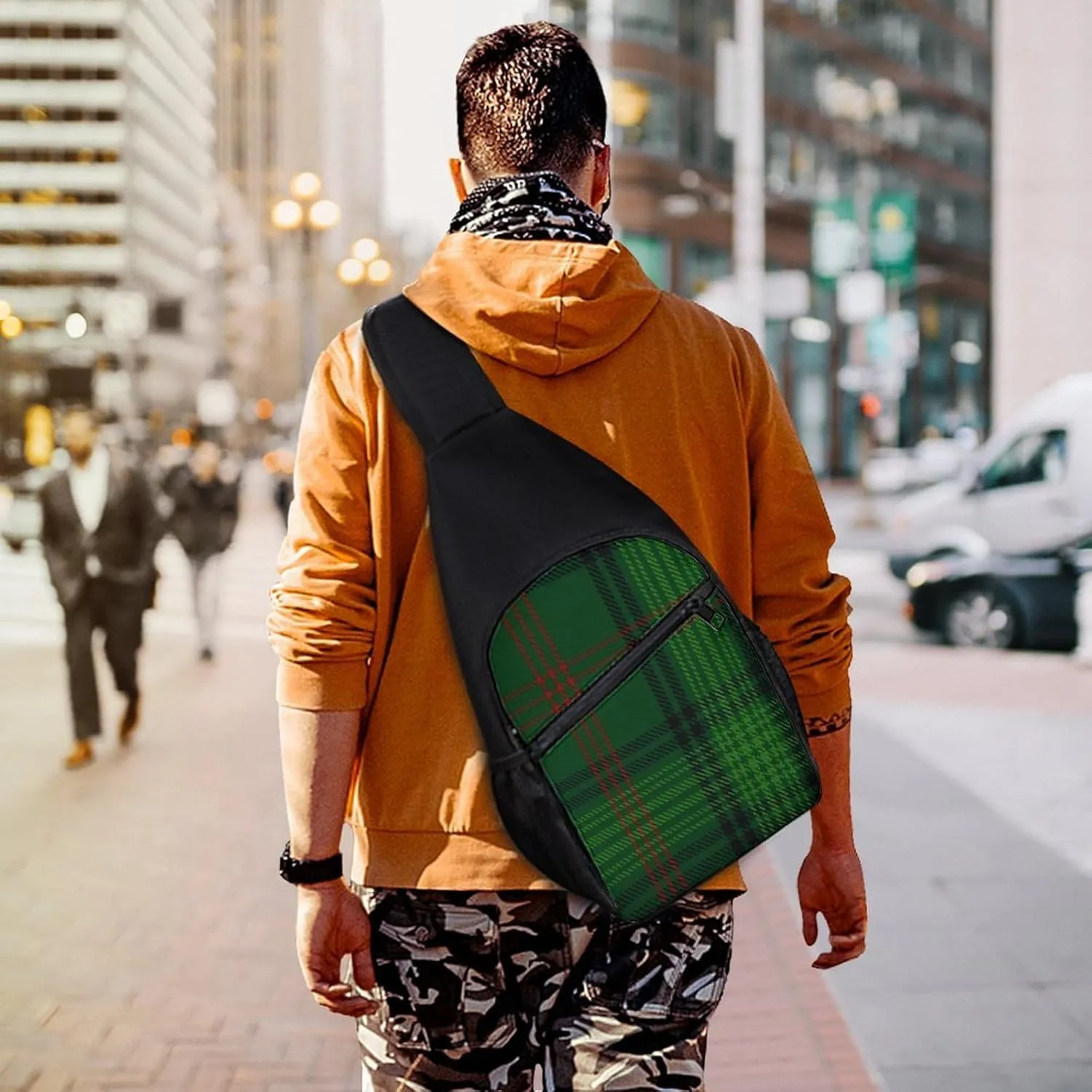 Scottish Clan Buchanan Tartan Portable Chest Bag, Large Capacity Single Shoulder Chest Bag