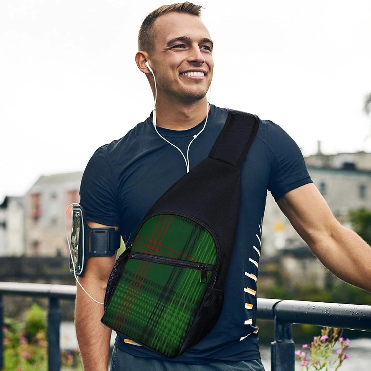 Scottish Clan Buchanan Tartan Portable Chest Bag, Large Capacity Single Shoulder Chest Bag