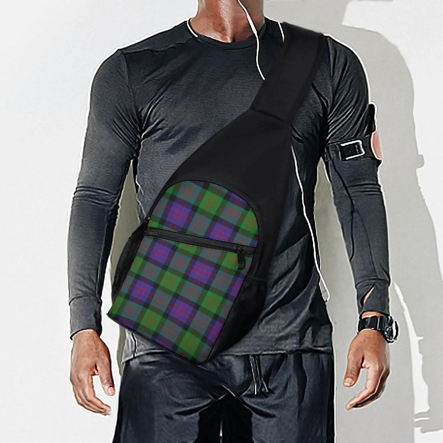 Scottish Clan Murray Tartan Plaid Portable Chest Bag, Large Capacity Single Shoulder Chest Bag