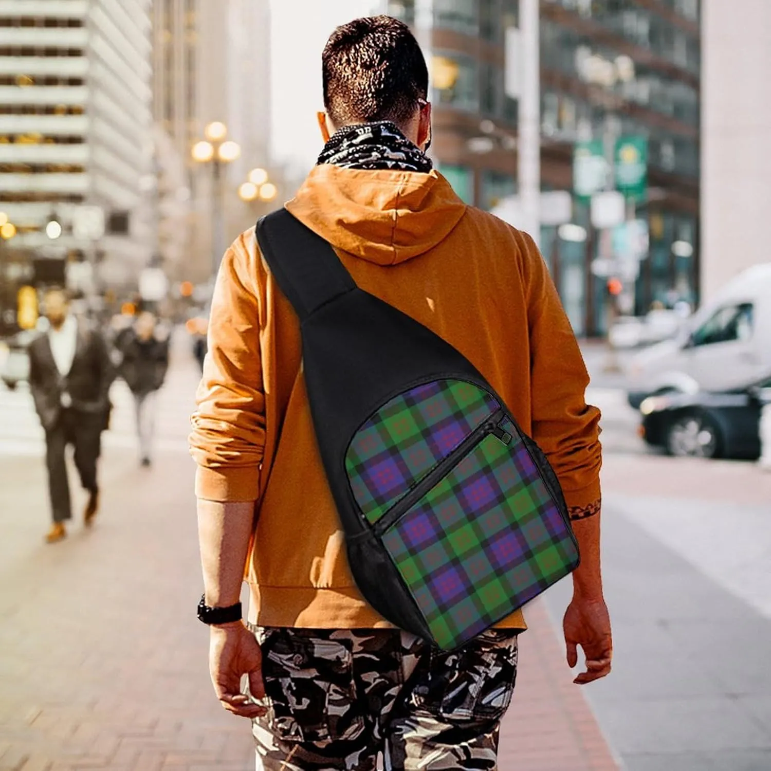 Scottish Clan Murray Tartan Plaid Portable Chest Bag, Large Capacity Single Shoulder Chest Bag