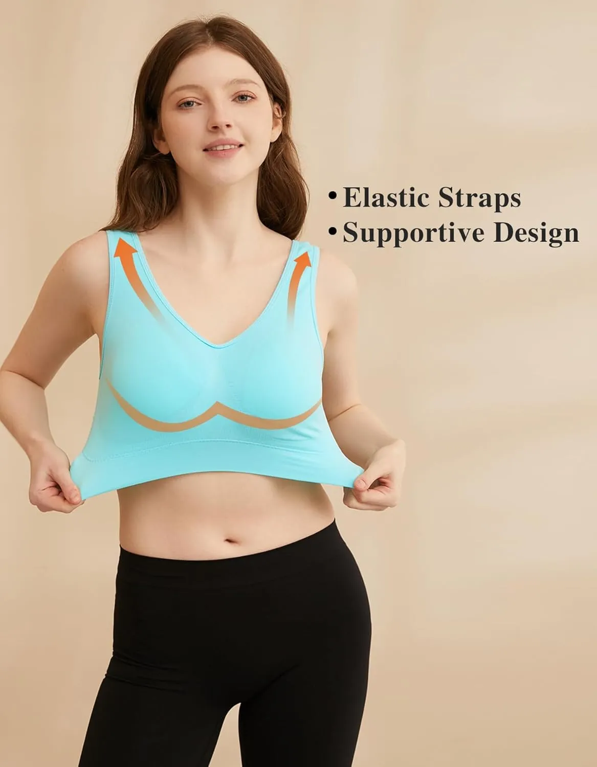 Seamless Sports Bras for Women 3 Pack,Wireless Bras Low Impact Sports Bra Sleep Comfortable Yoga Bras with Removable Pads