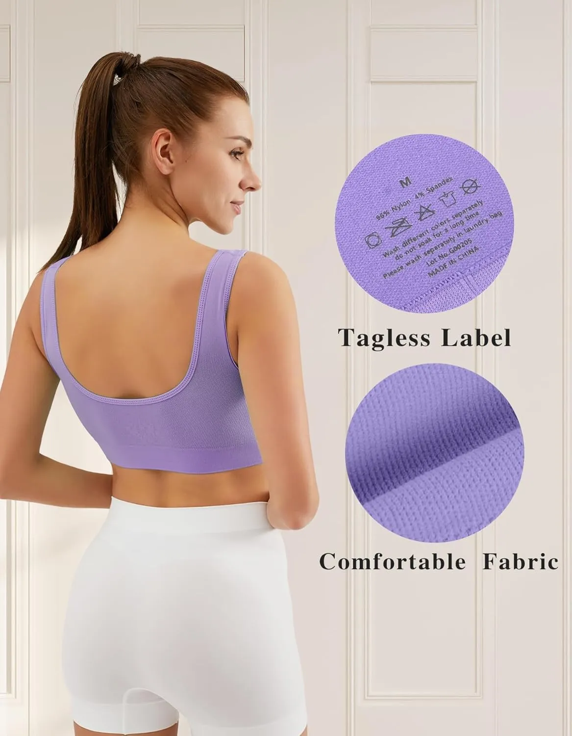 Seamless Sports Bras for Women 3 Pack,Wireless Bras Low Impact Sports Bra Sleep Comfortable Yoga Bras with Removable Pads