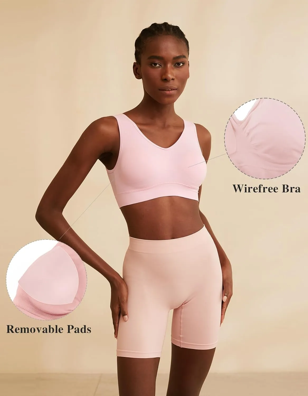 Seamless Sports Bras for Women 3 Pack,Wireless Bras Low Impact Sports Bra Sleep Comfortable Yoga Bras with Removable Pads