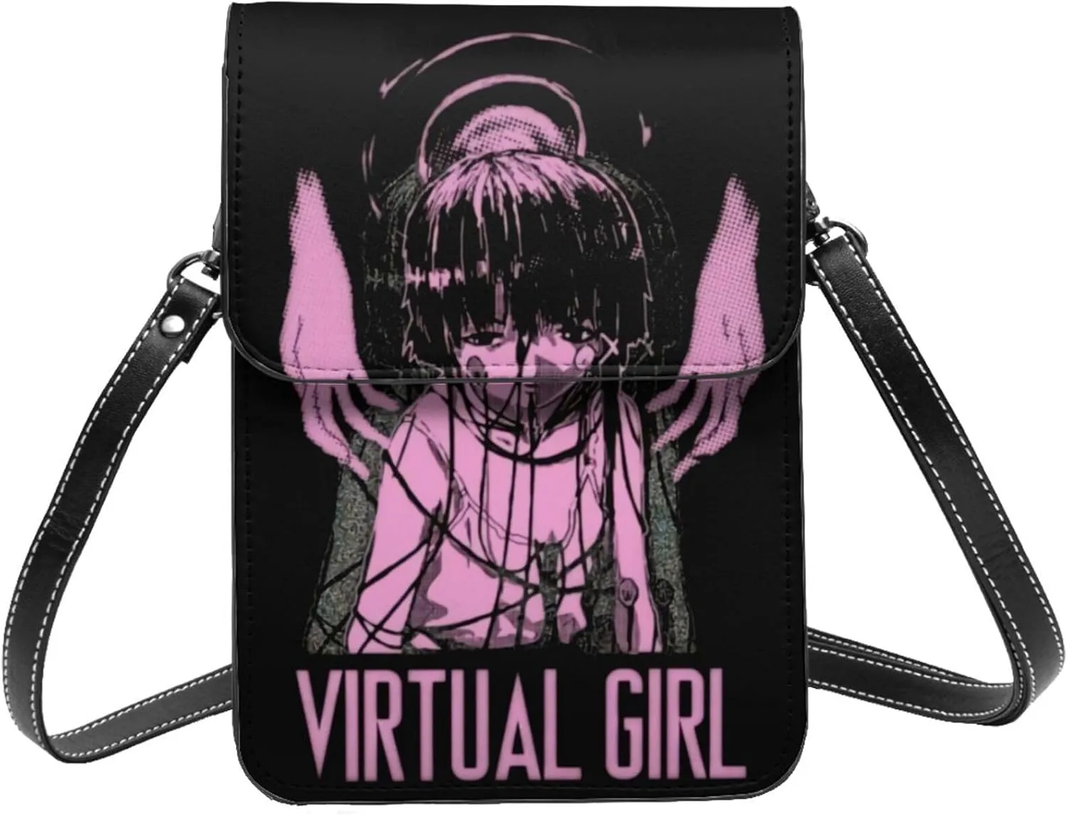 Serial Experiments Lain Wallet Phone Women'S Fashion Purse Adjustable Handba Crossbody Bags