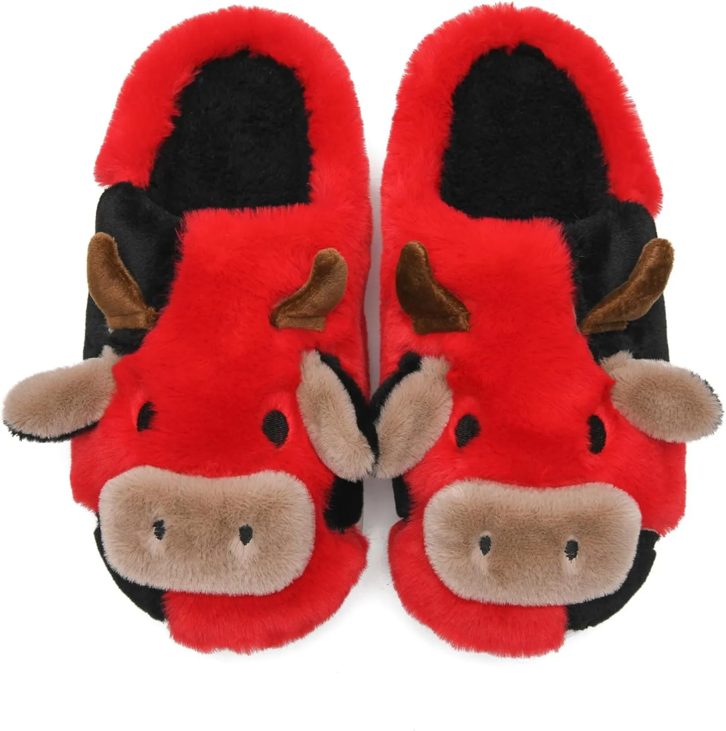 sharllen Fuzzy Cow Slippers for Kids Cute Fluffy Cow Kids House Slippers Toddler Girls Boys Animal Cartoon House Shoes for Indoor Outdoor
