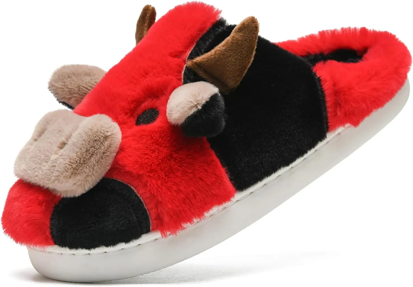 sharllen Fuzzy Cow Slippers for Kids Cute Fluffy Cow Kids House Slippers Toddler Girls Boys Animal Cartoon House Shoes for Indoor Outdoor
