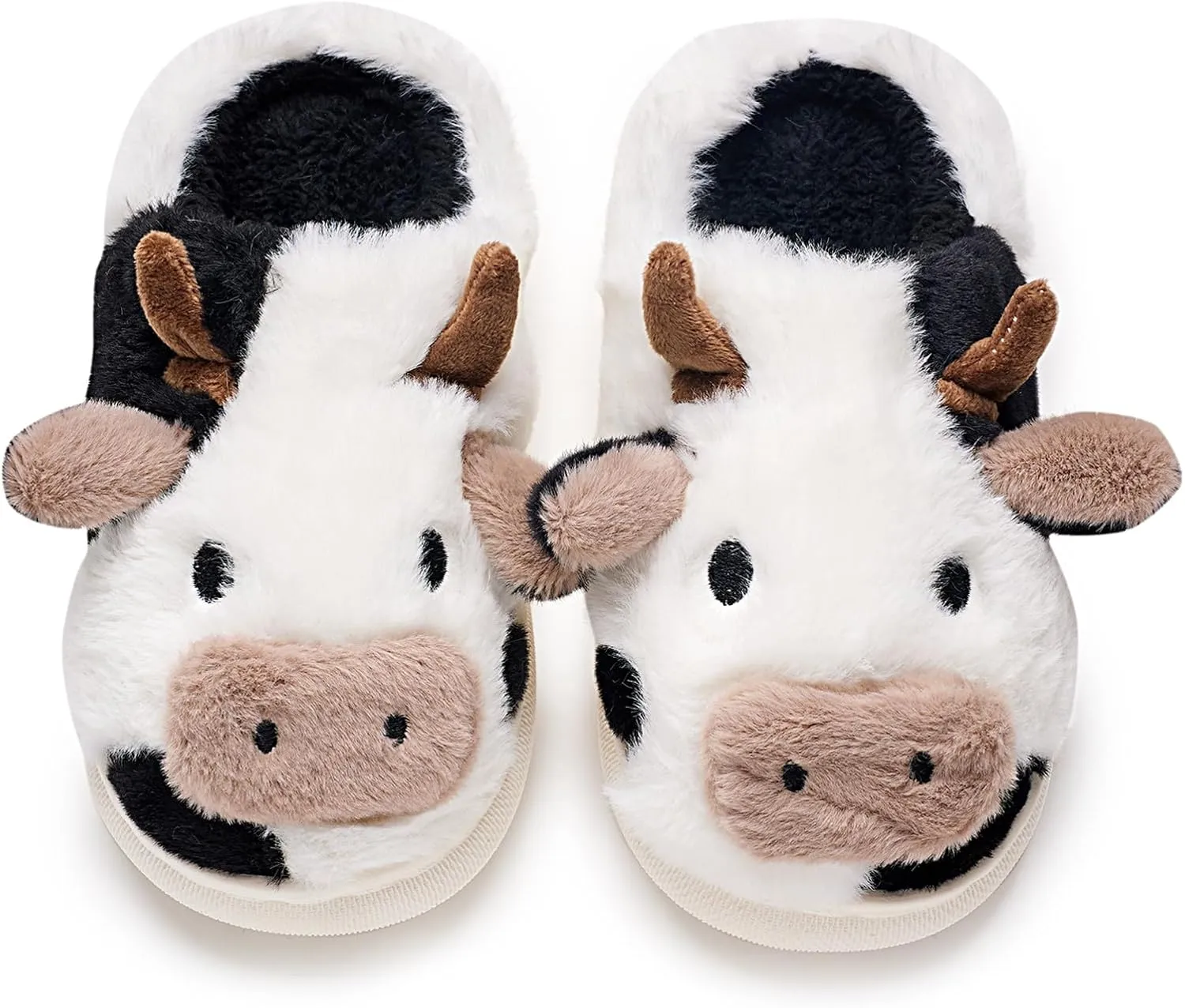 sharllen Fuzzy Cow Slippers for Kids Cute Fluffy Cow Kids House Slippers Toddler Girls Boys Animal Cartoon House Shoes for Indoor Outdoor