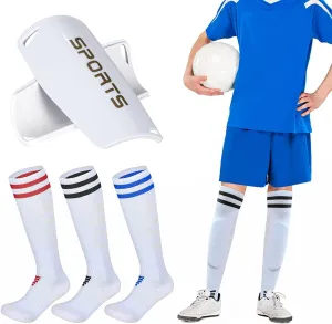 Shin Guards Soccer Youth, Soccer Socks Football Calf Shin Pads, Knee High Sport Long Sock, Ages for 3-20  Years Old