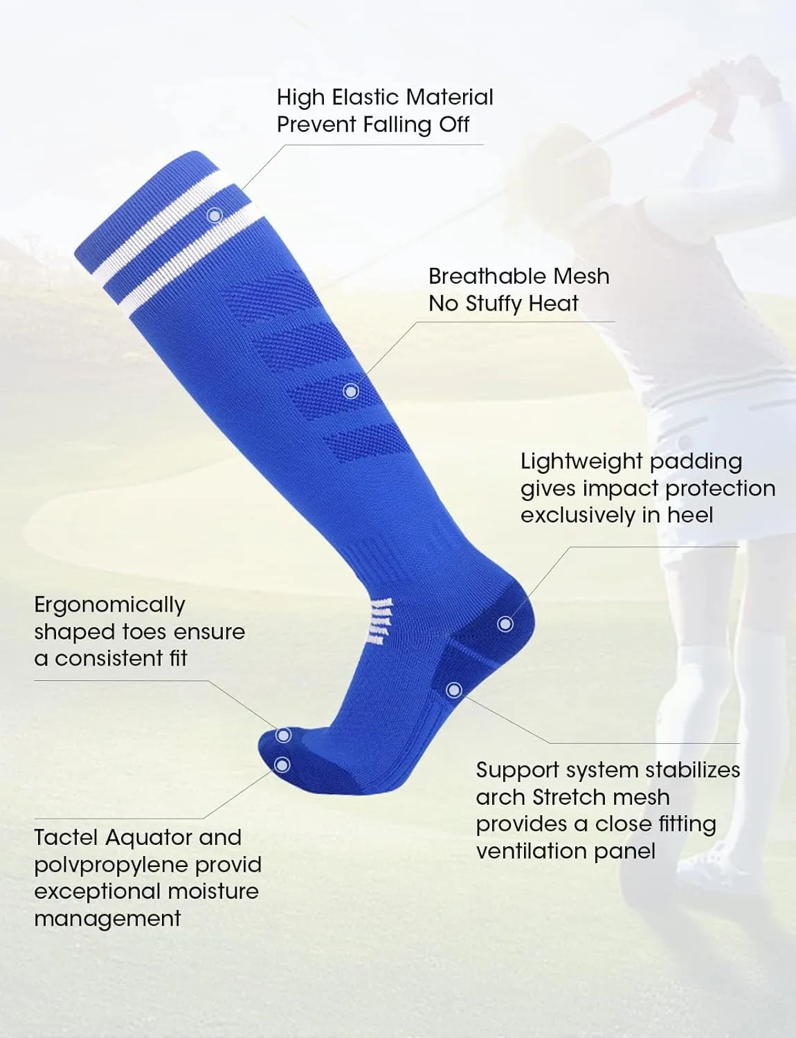 Shin Guards Soccer Youth, Soccer Socks Football Calf Shin Pads, Knee High Sport Long Sock, Ages for 3-20  Years Old