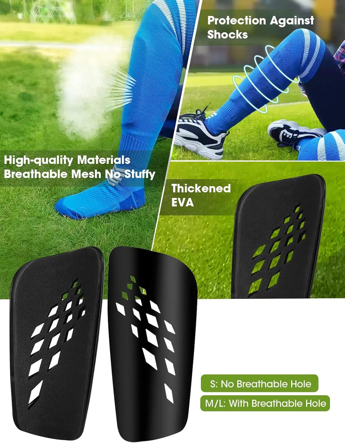 Shin Guards Soccer Youth, Soccer Socks Football Calf Shin Pads, Knee High Sport Long Sock, Ages for 3-20  Years Old