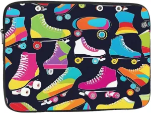 Shockproof Portable Laptop Sleeve Bag - for Trip, Travel, Office, Daily Use - for Men and Women Retro Roller Skates Prints
