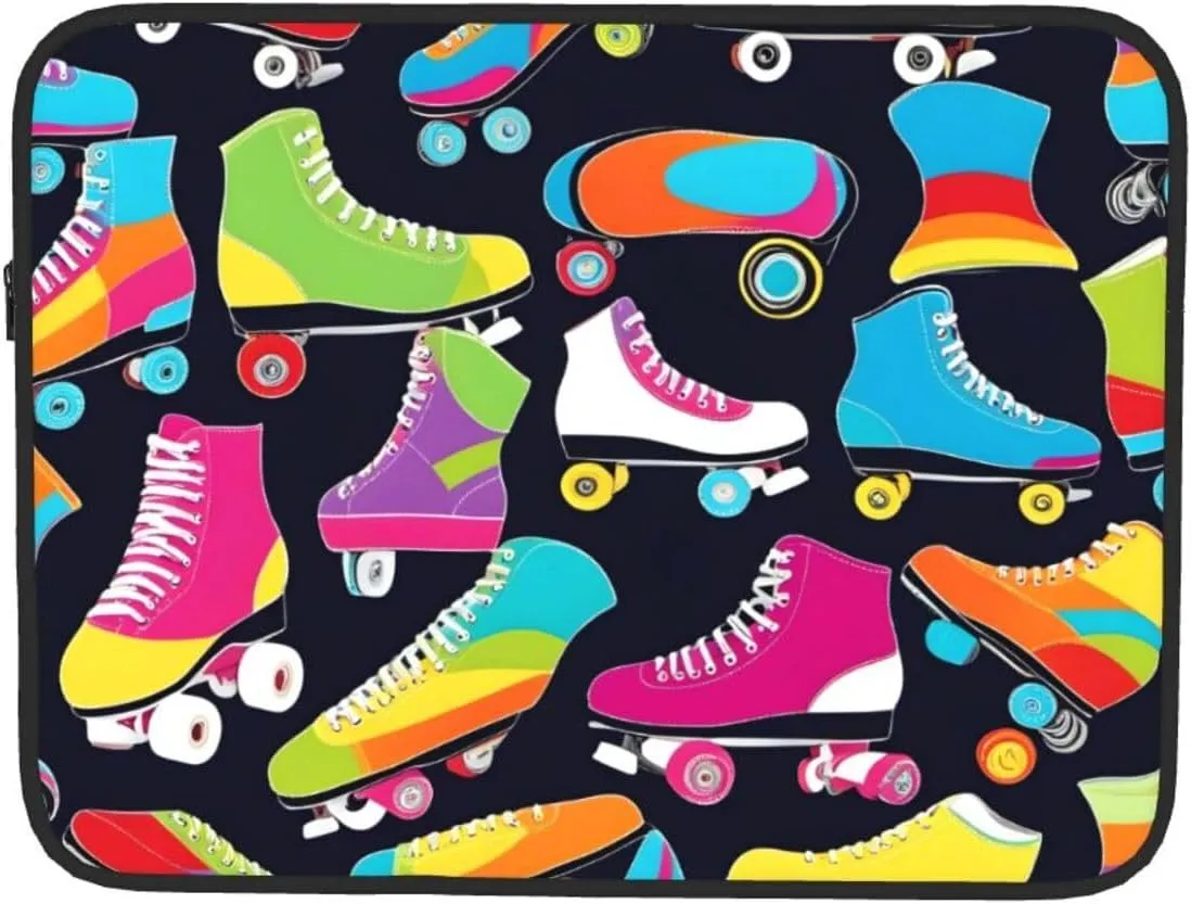 Shockproof Portable Laptop Sleeve Bag - for Trip, Travel, Office, Daily Use - for Men and Women Retro Roller Skates Prints
