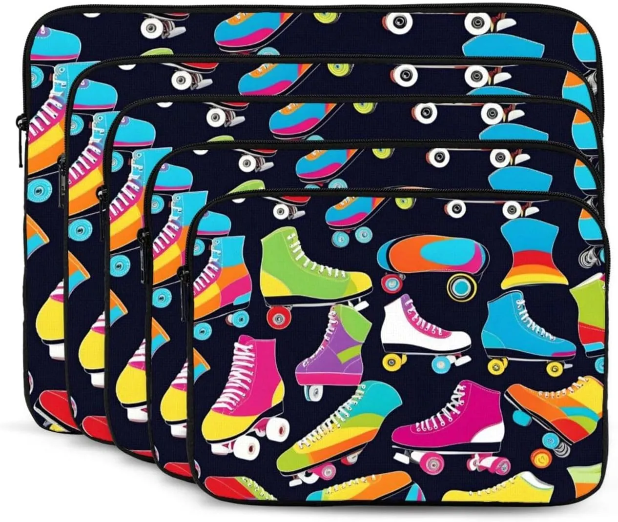 Shockproof Portable Laptop Sleeve Bag - for Trip, Travel, Office, Daily Use - for Men and Women Retro Roller Skates Prints