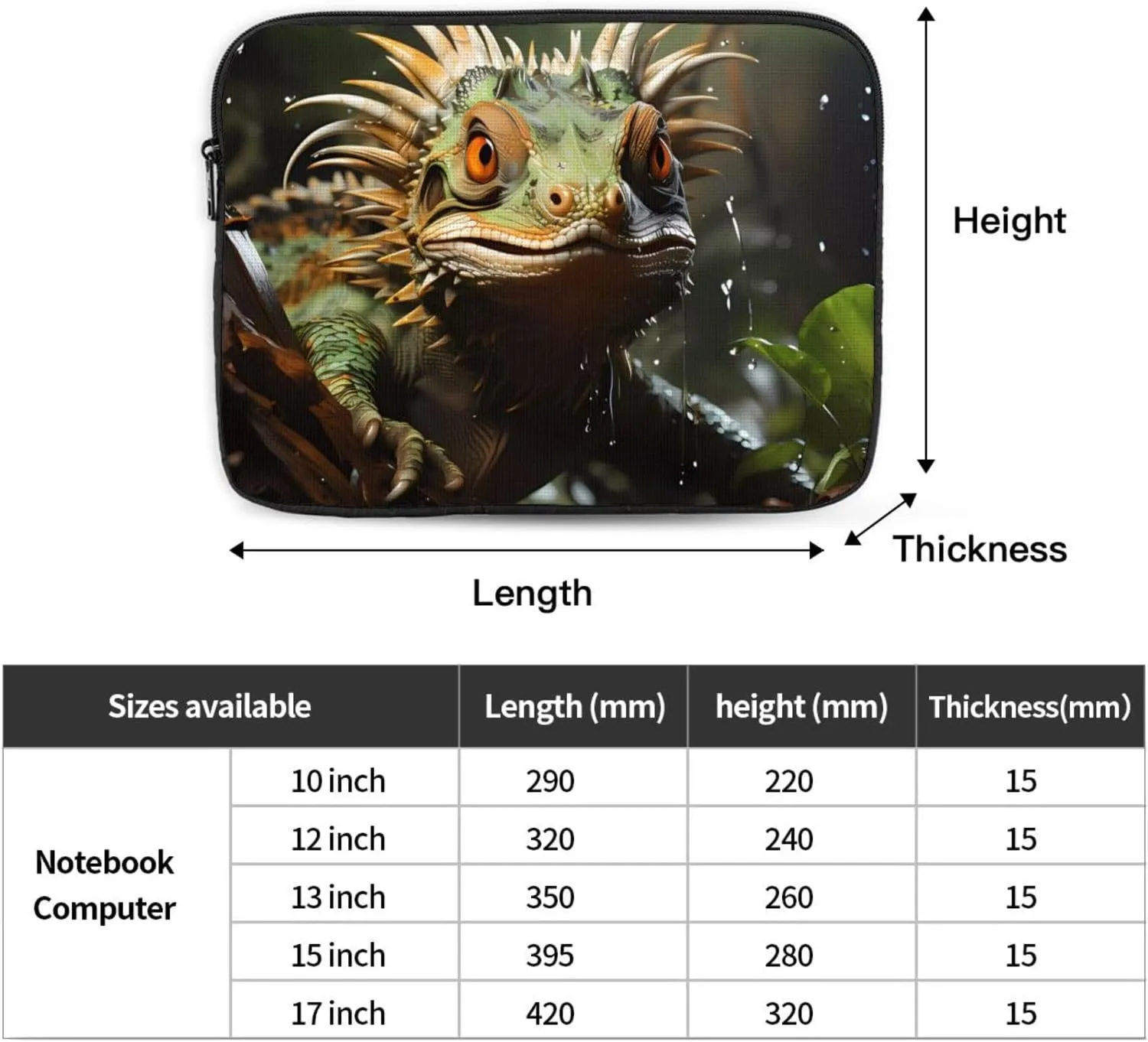 Shockproof Portable Laptop Sleeve Bag - for Trip, Travel, Office, Daily Use - for Men and Women Spiny lizards Prints