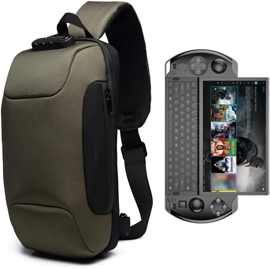 Shockproof Protective Crossbody Shoulder Chest Backpack Travel Home Storage Bag Carrying Case Compatible with GPD Win 4 (Army Green)