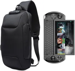 Shockproof Protective Crossbody Shoulder Chest Backpack Travel Home Storage Bag Carrying Case Compatible with GPD Win 4 (Black)