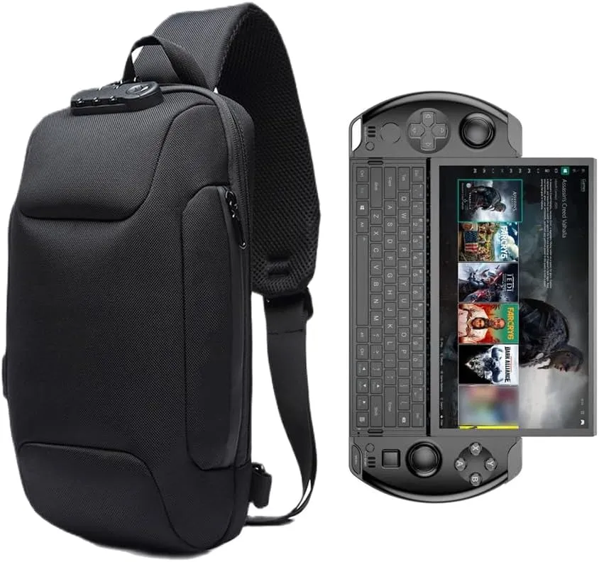 Shockproof Protective Crossbody Shoulder Chest Backpack Travel Home Storage Bag Carrying Case Compatible with GPD Win 4 (Black)