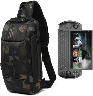 Shockproof Protective Crossbody Shoulder Chest Backpack Travel Home Storage Bag Carrying Case Compatible with GPD Win 4 (Camouflage)