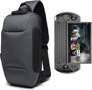Shockproof Protective Crossbody Shoulder Chest Backpack Travel Home Storage Bag Carrying Case Compatible with GPD Win 4 (Dark Gray)