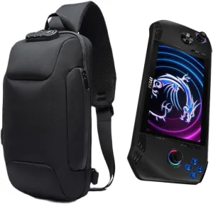 Shockproof Protective Crossbody Shoulder Chest Backpack Travel Home Storage Bag Carrying Case Compatible with MSI Claw A1M 7 Inch/MSI Claw 8 Ai (Black)