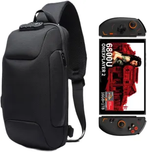 Shockproof Protective Crossbody Shoulder Chest Backpack Travel Home Storage Bag Carrying Case Compatible with OneXPlayer 2 8.4 Inch (Black)