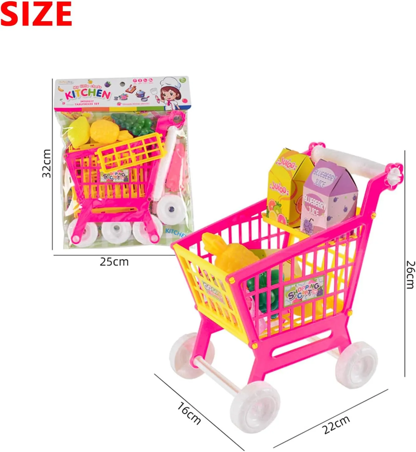 Shopping Cart Toy, Shopping Cart Pretend Play Educational Toy for 3  Year Old Toddlers Boys and Girls WJGWC-01 (Vegetable) 7705-5