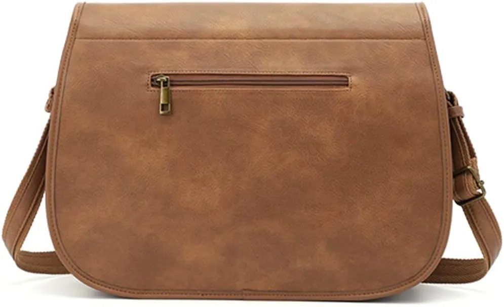 Shoulder Bag for Women Multi Pocket Crossbody Bag PU Leather Handbag Retro Satchel Large Capacity Purse