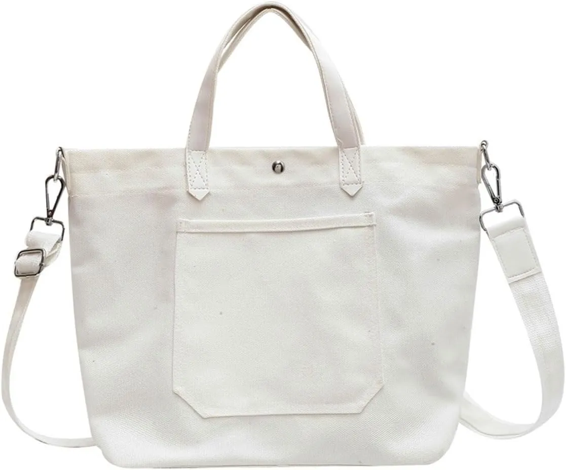 Shoulder Bag Women's Large Capacity Canvas Crossbody Bag - Multifunctional Shoulder Handbag for Leisure and Travel(White)