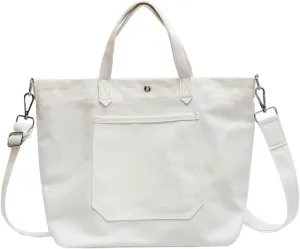 Shoulder Bag Women's Large Capacity Canvas Crossbody Bag - Multifunctional Shoulder Handbag for Leisure and Travel(White)
