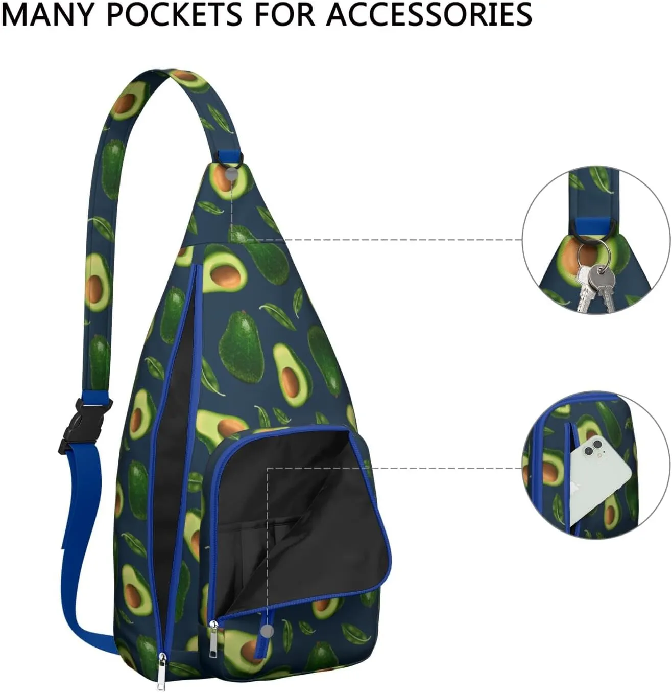 Shoulder Sling Crossbody Casual Chest Bag For Travel Sports Running,Backpack for Men & Women Lightweight Sports BagCrossbody Concealed Carry,Avocado Shoulder Bag Waterproof Chest Bag