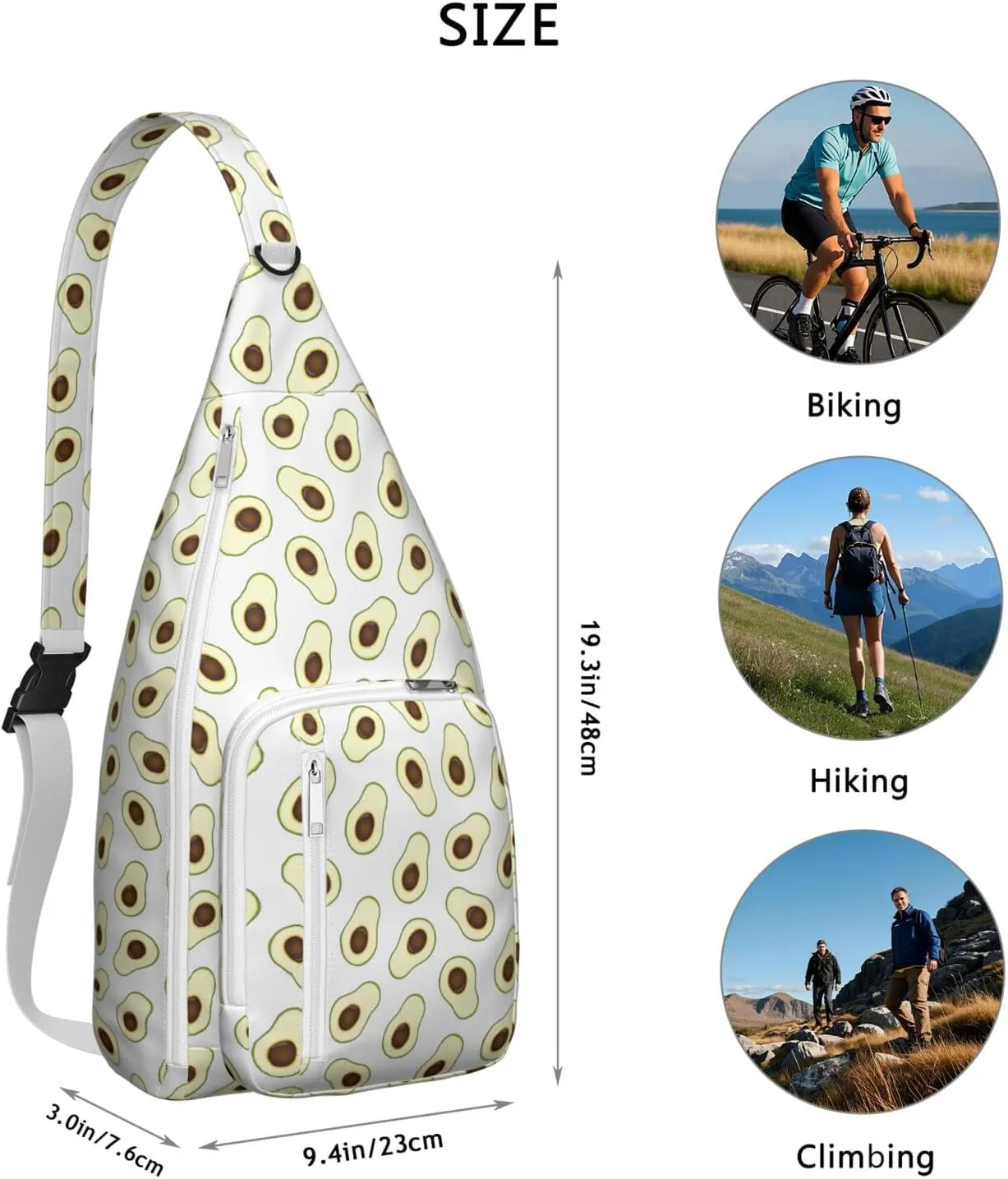 Shoulder Sling Crossbody Casual Chest Bag For Travel Sports Running,Backpack for Men & Women Lightweight Sports BagCrossbody Concealed Carry,Avocado Shoulder Bag Waterproof Chest Bag