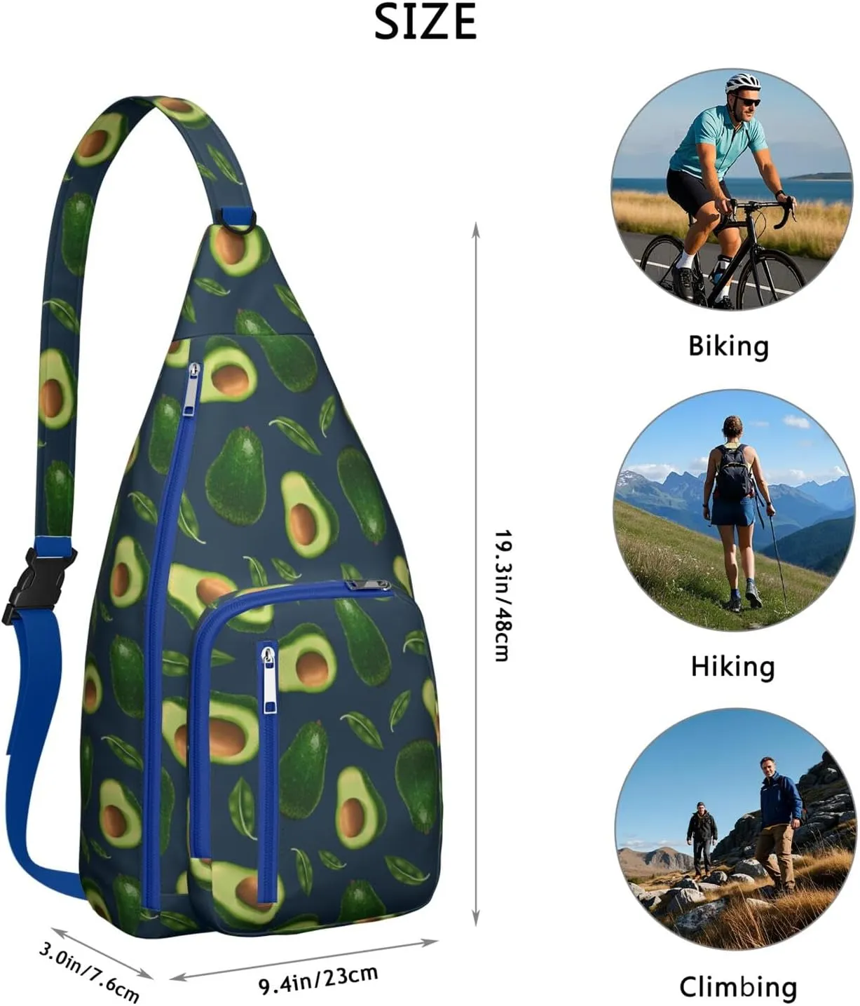 Shoulder Sling Crossbody Casual Chest Bag For Travel Sports Running,Backpack for Men & Women Lightweight Sports BagCrossbody Concealed Carry,Avocado Shoulder Bag Waterproof Chest Bag