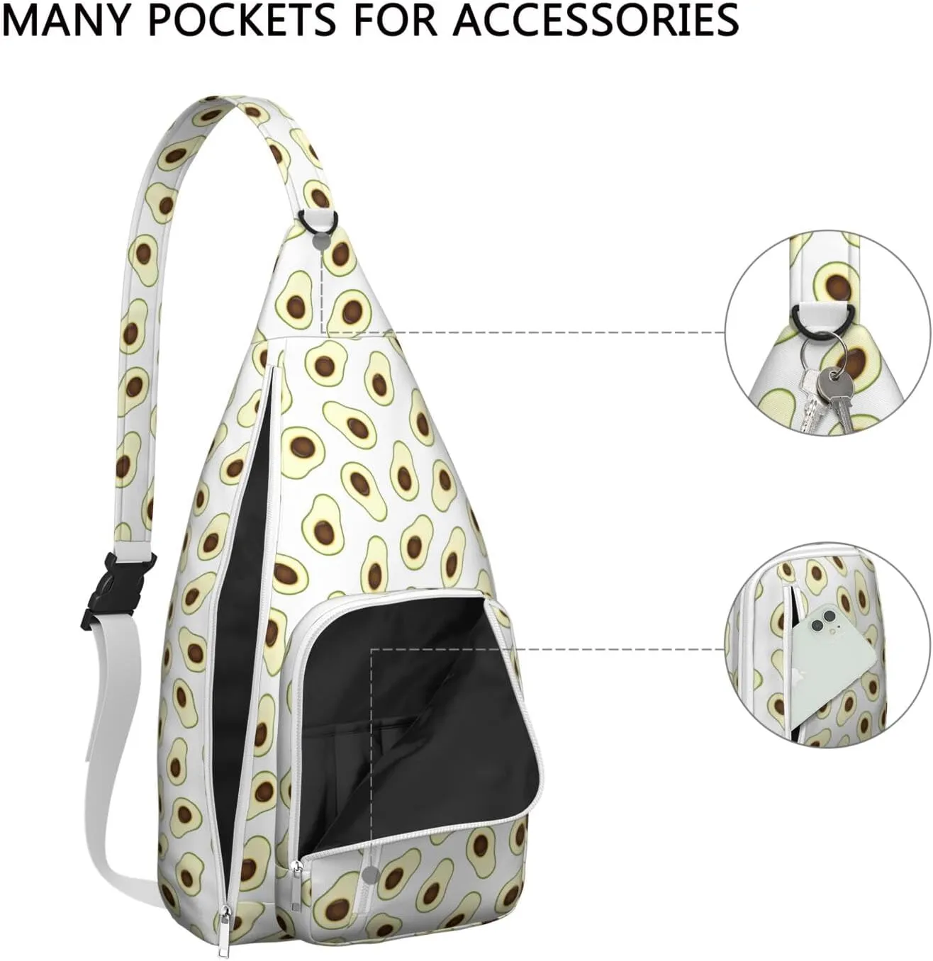 Shoulder Sling Crossbody Casual Chest Bag For Travel Sports Running,Backpack for Men & Women Lightweight Sports BagCrossbody Concealed Carry,Avocado Shoulder Bag Waterproof Chest Bag