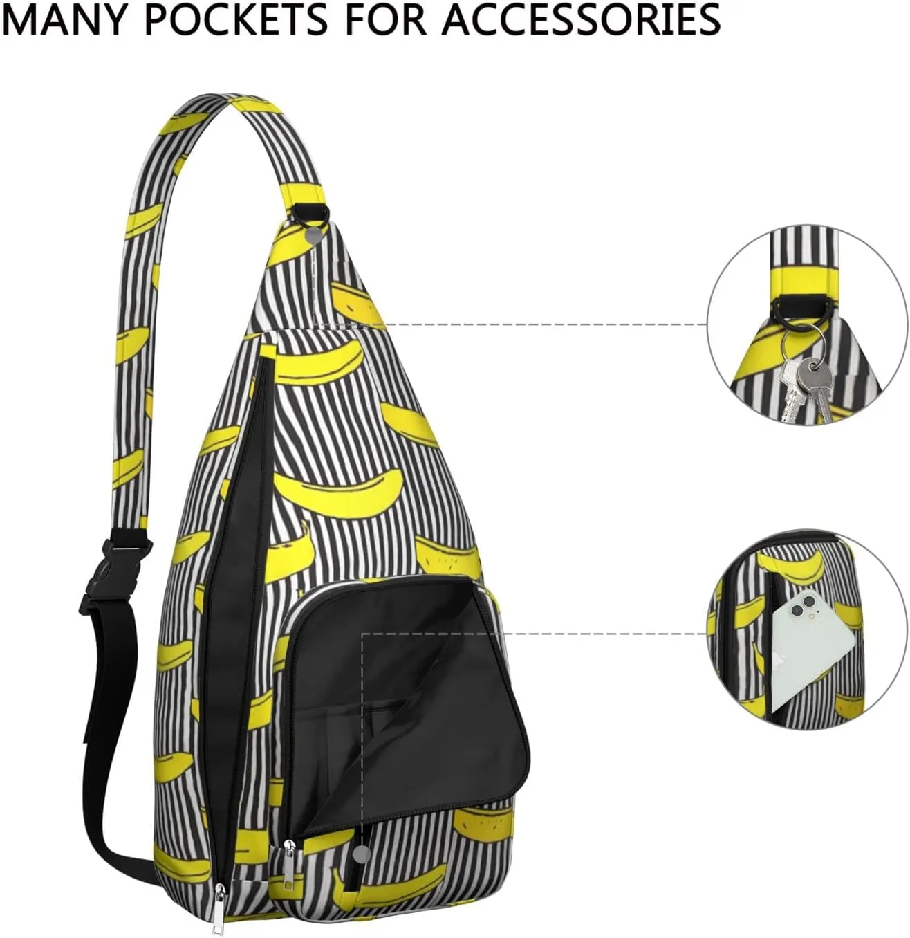 Shoulder Sling Crossbody Casual Chest Bag For Travel Sports Running,Backpack for Men & Women Lightweight Sports BagCrossbody Concealed Carry,Banana Shoulder Bag Waterproof Chest Bag