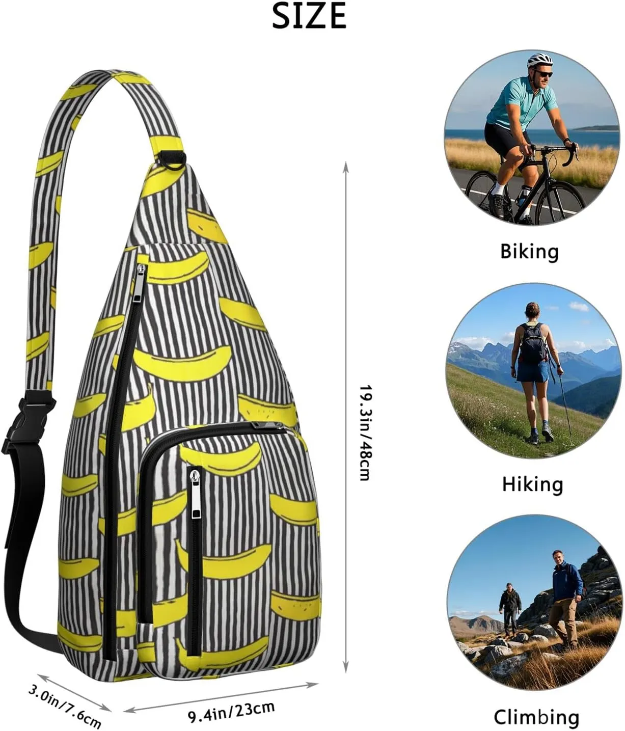 Shoulder Sling Crossbody Casual Chest Bag For Travel Sports Running,Backpack for Men & Women Lightweight Sports BagCrossbody Concealed Carry,Banana Shoulder Bag Waterproof Chest Bag