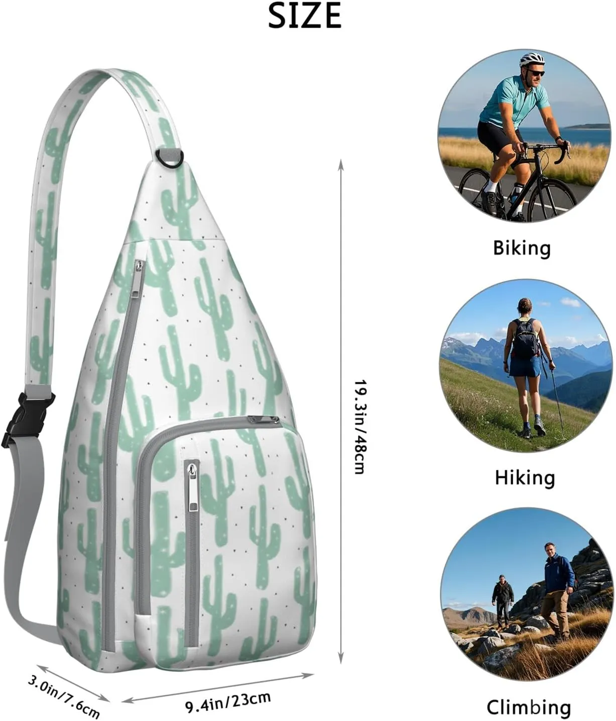 Shoulder Sling Crossbody Casual Chest Bag For Travel Sports Running,Backpack for Men & Women Lightweight Sports BagCrossbody Concealed Carry,Cactus Shoulder Bag Waterproof Chest Bag