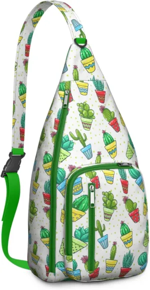 Shoulder Sling Crossbody Casual Chest Bag For Travel Sports Running,Backpack for Men & Women Lightweight Sports BagCrossbody Concealed Carry,Cactus Shoulder Bag Waterproof Chest Bag