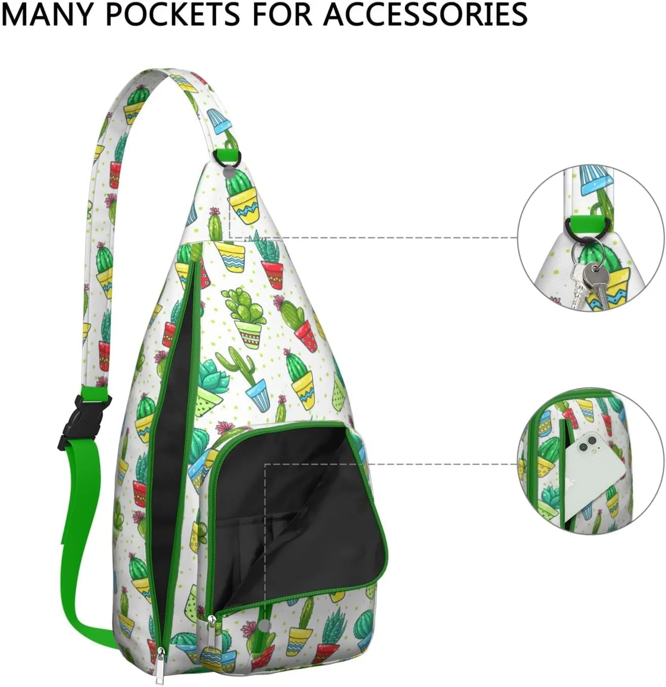 Shoulder Sling Crossbody Casual Chest Bag For Travel Sports Running,Backpack for Men & Women Lightweight Sports BagCrossbody Concealed Carry,Cactus Shoulder Bag Waterproof Chest Bag
