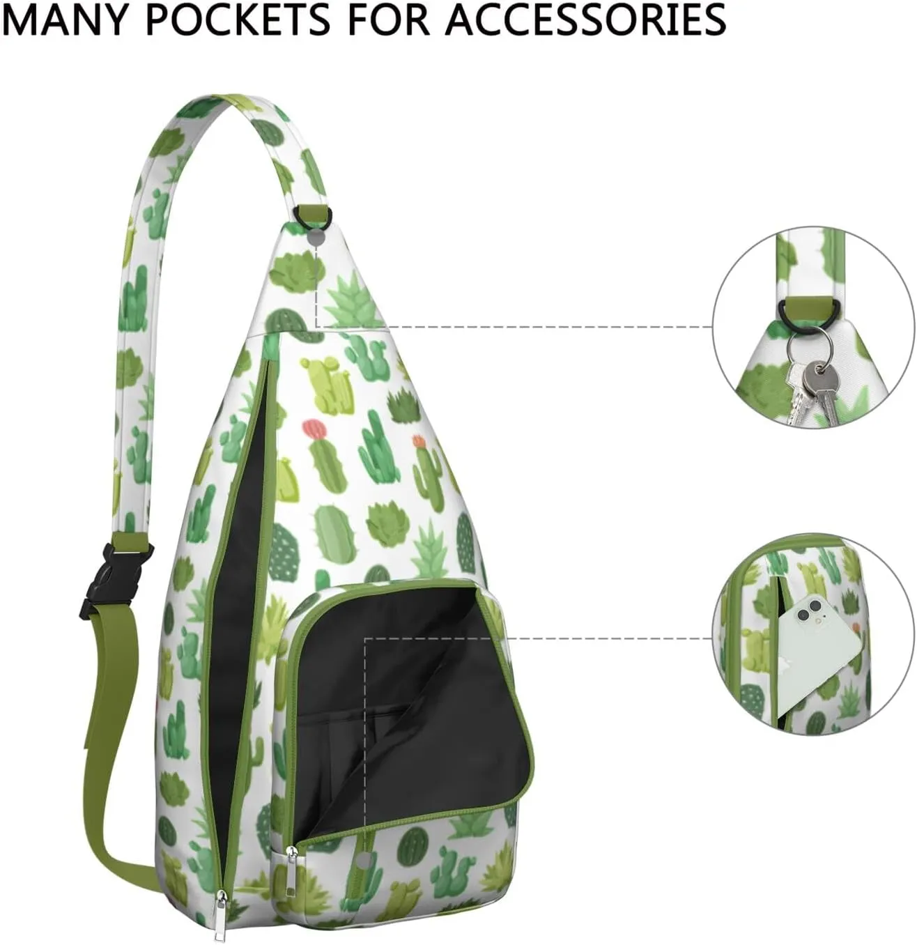 Shoulder Sling Crossbody Casual Chest Bag For Travel Sports Running,Backpack for Men & Women Lightweight Sports BagCrossbody Concealed Carry,Cactus Shoulder Bag Waterproof Chest Bag