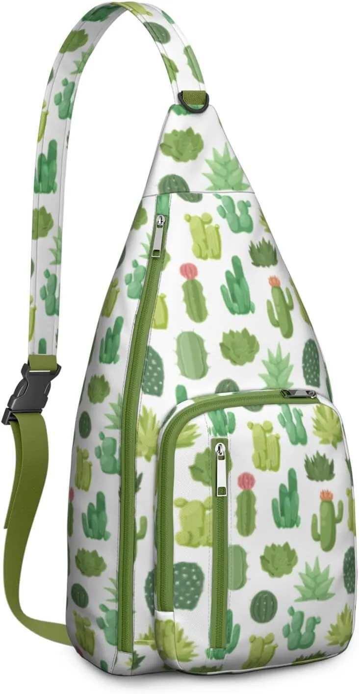 Shoulder Sling Crossbody Casual Chest Bag For Travel Sports Running,Backpack for Men & Women Lightweight Sports BagCrossbody Concealed Carry,Cactus Shoulder Bag Waterproof Chest Bag
