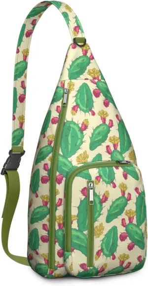 Shoulder Sling Crossbody Casual Chest Bag For Travel Sports Running,Backpack for Men & Women Lightweight Sports BagCrossbody Concealed Carry,Cactus Shoulder Bag Waterproof Chest Bag