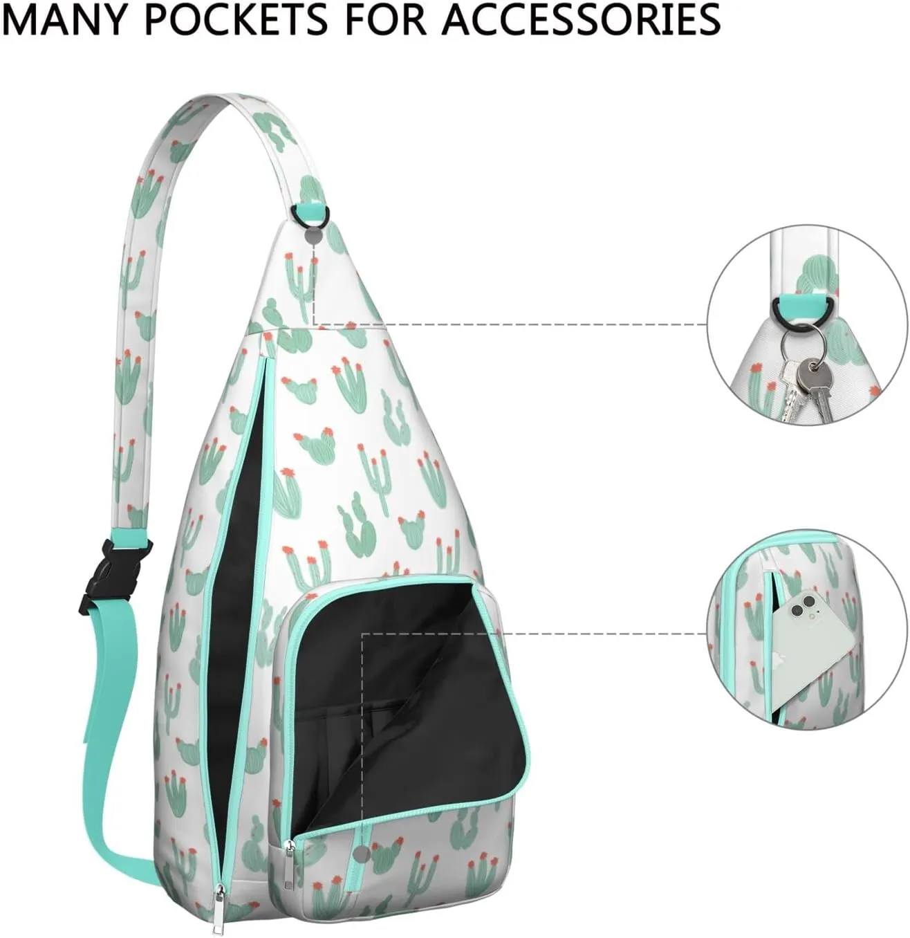Shoulder Sling Crossbody Casual Chest Bag For Travel Sports Running,Backpack for Men & Women Lightweight Sports BagCrossbody Concealed Carry,Cactus Shoulder Bag Waterproof Chest Bag