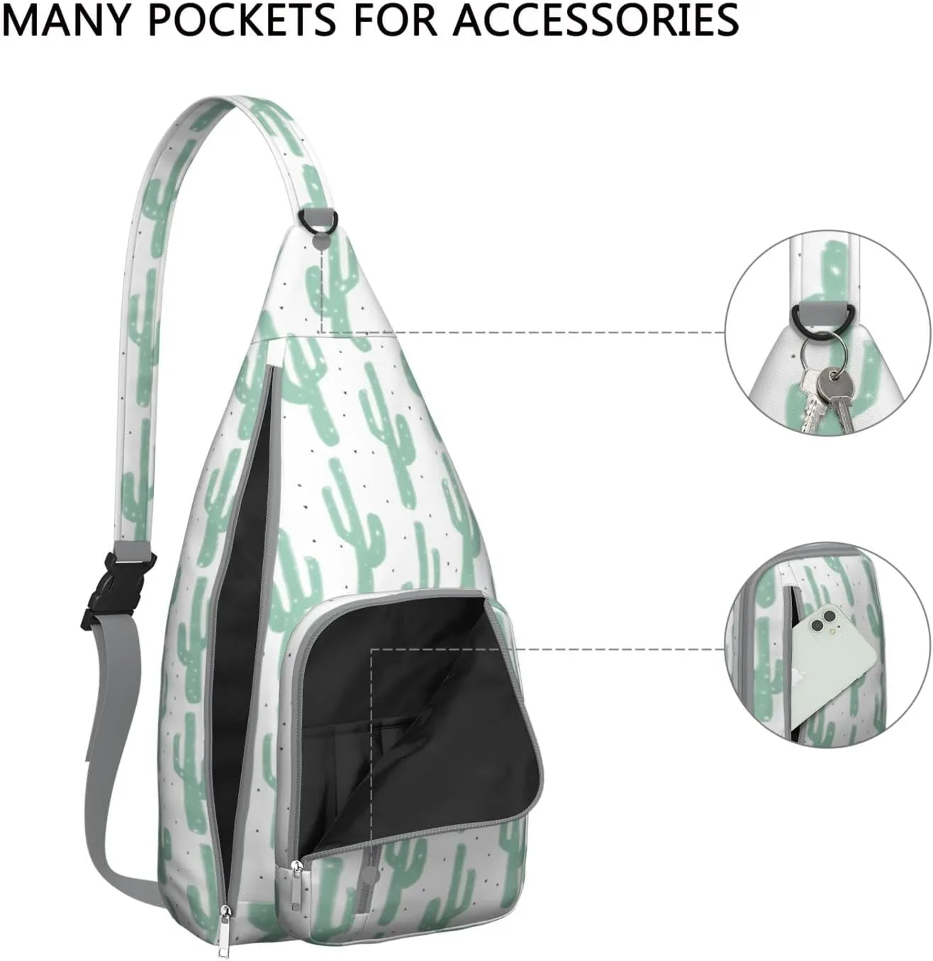 Shoulder Sling Crossbody Casual Chest Bag For Travel Sports Running,Backpack for Men & Women Lightweight Sports BagCrossbody Concealed Carry,Cactus Shoulder Bag Waterproof Chest Bag