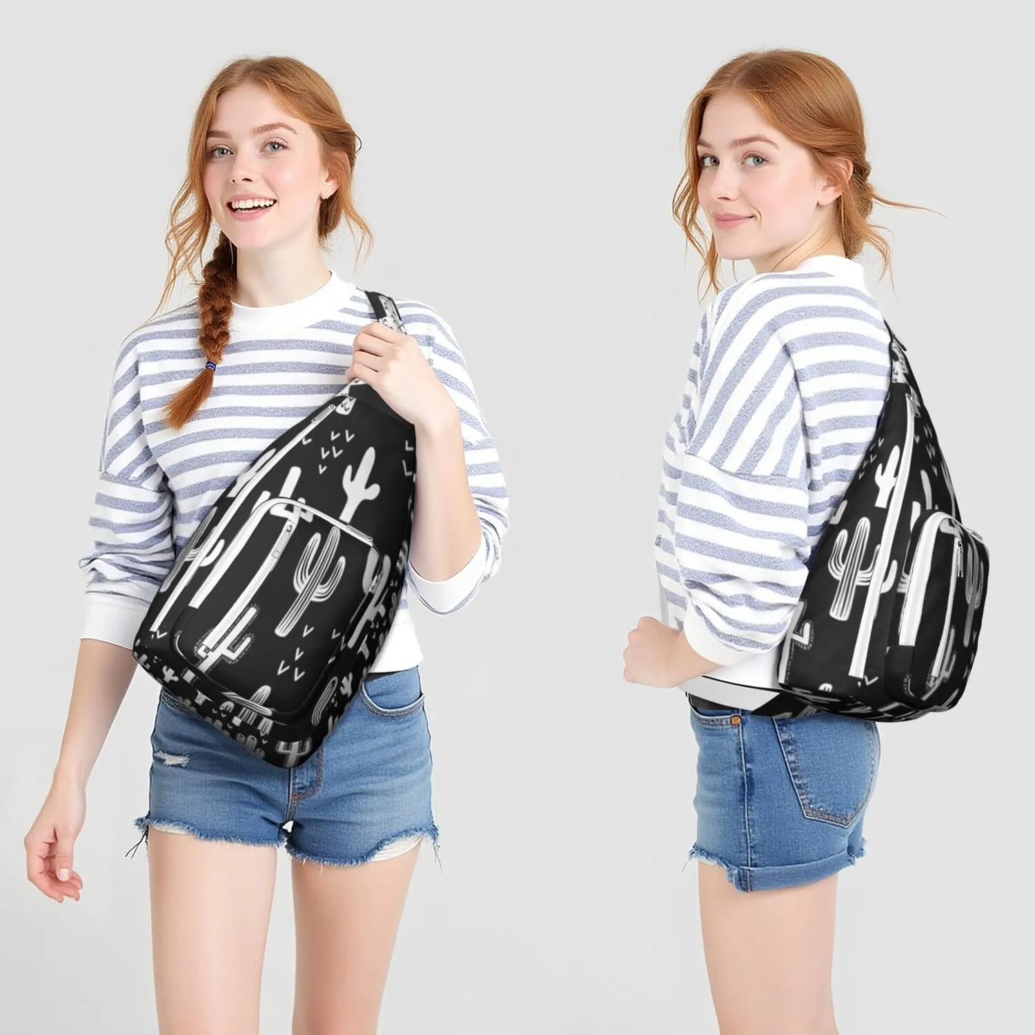 Shoulder Sling Crossbody Casual Chest Bag For Travel Sports Running,Backpack for Men & Women Lightweight Sports BagCrossbody Concealed Carry,Cactus Shoulder Bag Waterproof Chest Bag