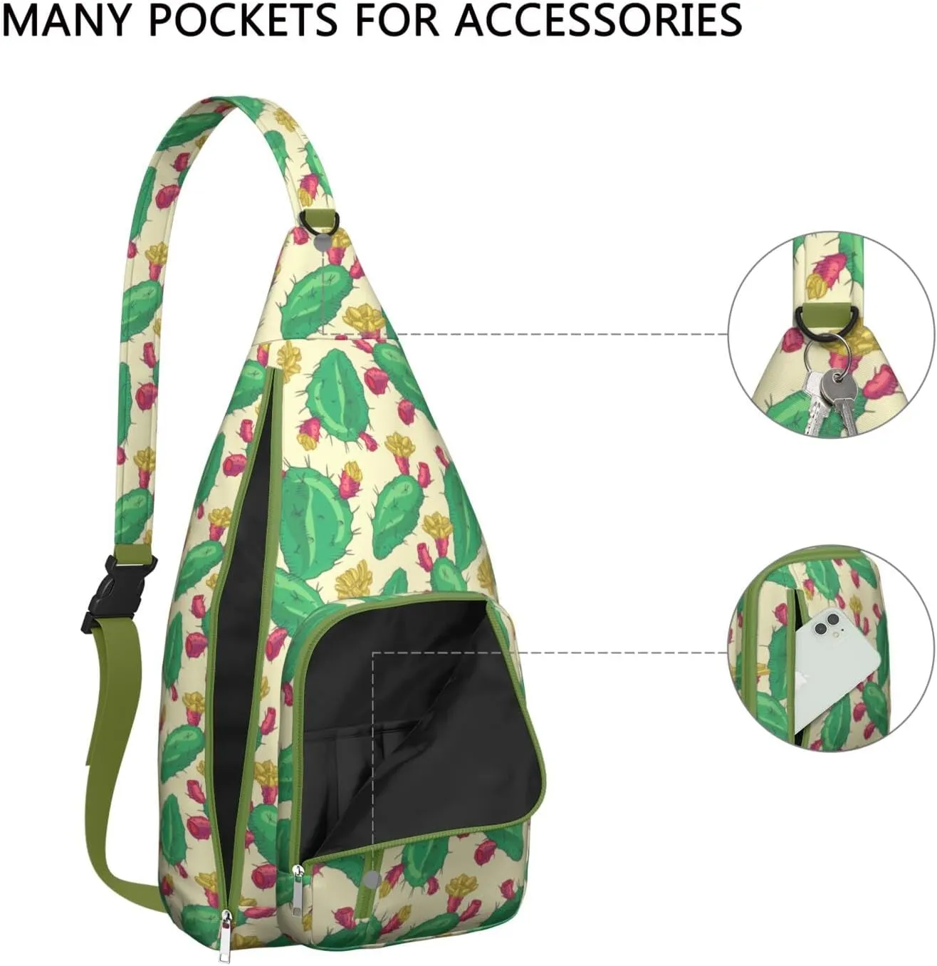 Shoulder Sling Crossbody Casual Chest Bag For Travel Sports Running,Backpack for Men & Women Lightweight Sports BagCrossbody Concealed Carry,Cactus Shoulder Bag Waterproof Chest Bag