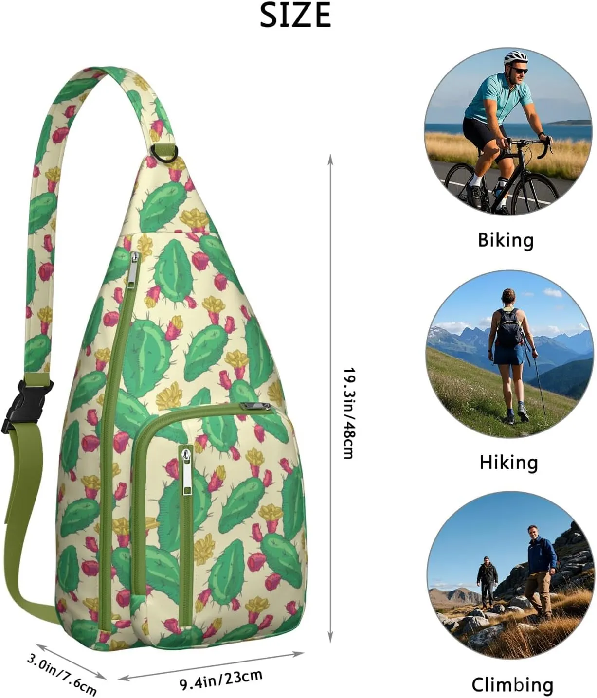 Shoulder Sling Crossbody Casual Chest Bag For Travel Sports Running,Backpack for Men & Women Lightweight Sports BagCrossbody Concealed Carry,Cactus Shoulder Bag Waterproof Chest Bag