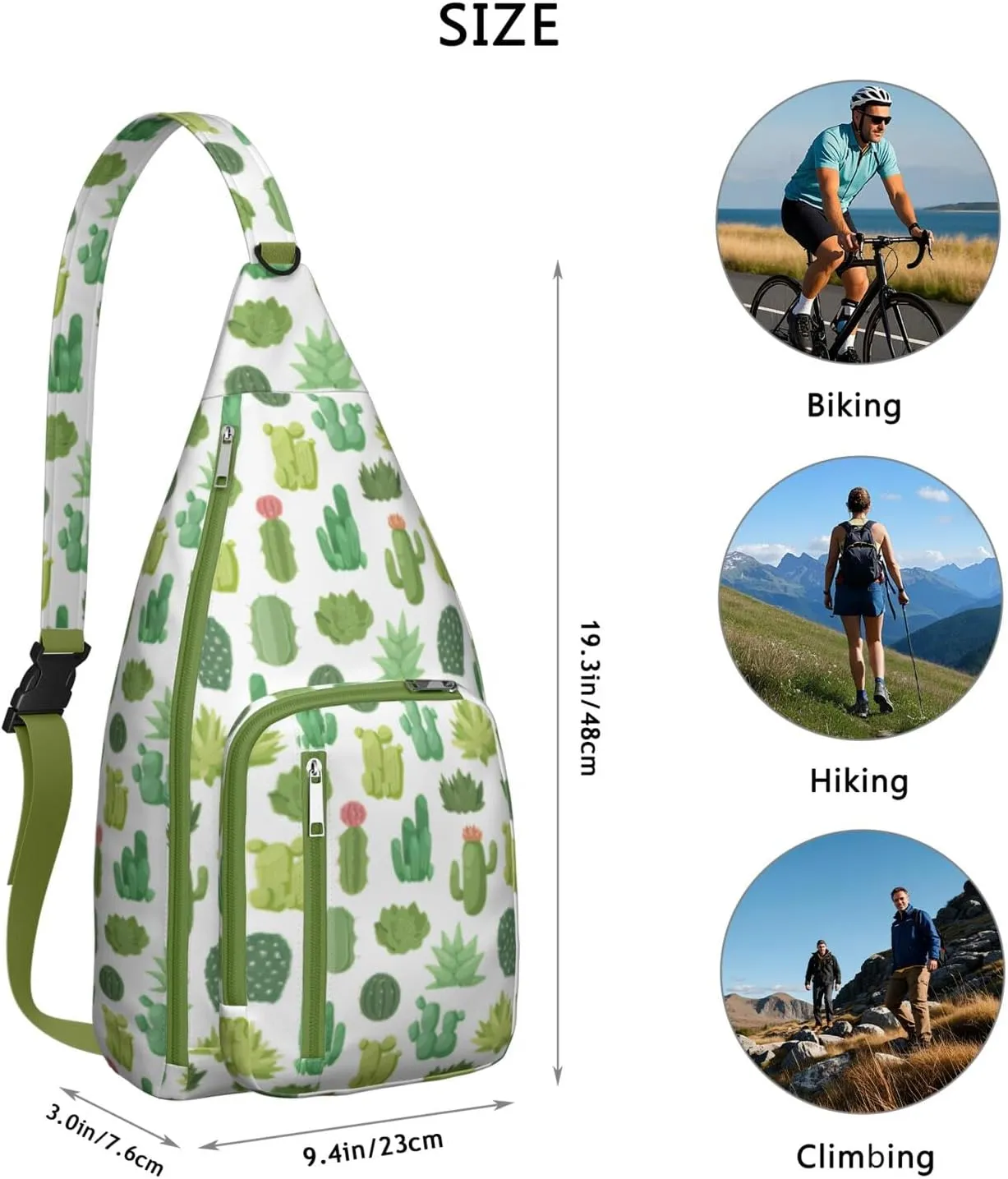 Shoulder Sling Crossbody Casual Chest Bag For Travel Sports Running,Backpack for Men & Women Lightweight Sports BagCrossbody Concealed Carry,Cactus Shoulder Bag Waterproof Chest Bag
