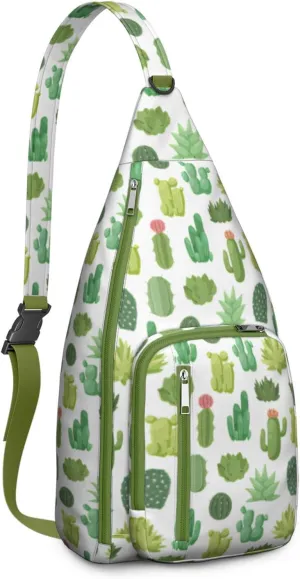 Shoulder Sling Crossbody Casual Chest Bag For Travel Sports Running,Backpack for Men & Women Lightweight Sports BagCrossbody Concealed Carry,Cactus Shoulder Bag Waterproof Chest Bag