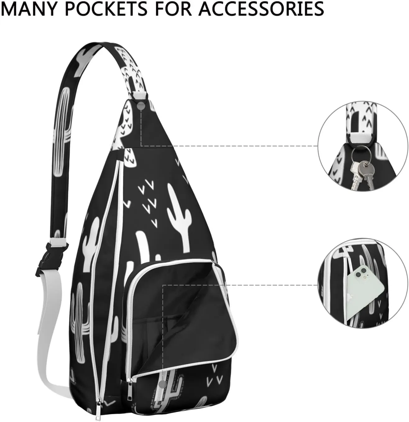 Shoulder Sling Crossbody Casual Chest Bag For Travel Sports Running,Backpack for Men & Women Lightweight Sports BagCrossbody Concealed Carry,Cactus Shoulder Bag Waterproof Chest Bag