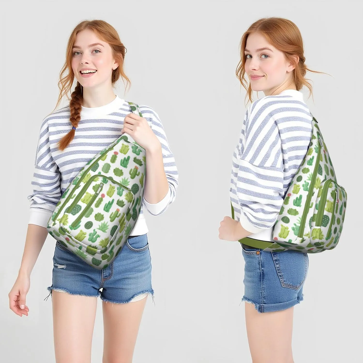 Shoulder Sling Crossbody Casual Chest Bag For Travel Sports Running,Backpack for Men & Women Lightweight Sports BagCrossbody Concealed Carry,Cactus Shoulder Bag Waterproof Chest Bag